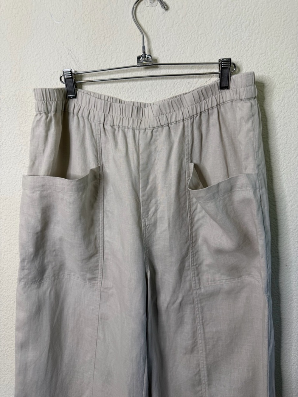 Johnny Was Calme Linen Pull On Pant w Slits Khaki Beige Womens Size L - Picture 7 of 10
